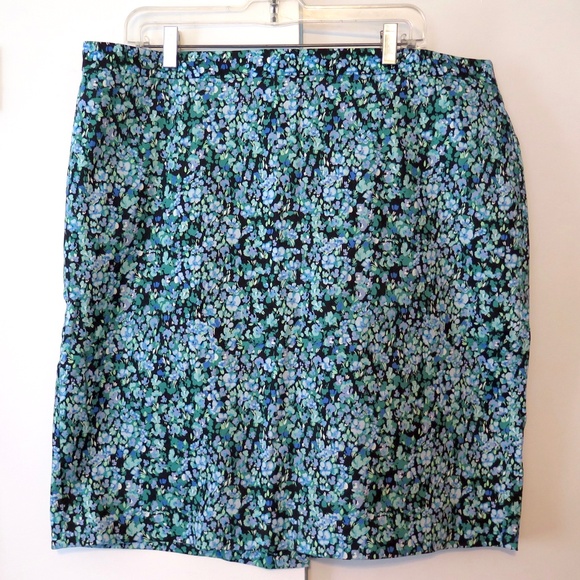 J. Crew Factory Ditsy Floral Stretch Sateen Pencil Skirt - Picture 1 of 9